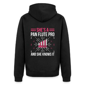 Pan Flute Player Pan Flutist Marching Band Music I - Unisex Premium Organic Zip Hoodie - black - Back - Nico (187cm)