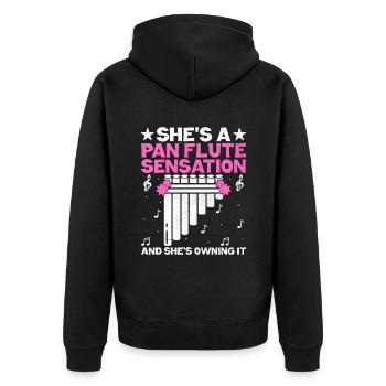 Pan Flute Player Pan Flutist Marching Band Music I - Unisex Premium Organic Zip Hoodie - black - Back - Nico (187cm)