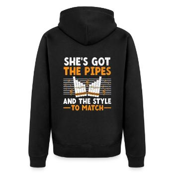 Pan Flute Player Pan Flutist Marching Band Music I - Unisex Premium Organic Zip Hoodie - black - Back - Nico (187cm)