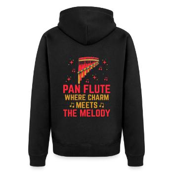 Pan Flute Player Pan Flutist Marching Band Music I - Unisex Premium Organic Zip Hoodie - black - Back - Nico (187cm)