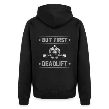 Mais d’abord soulevé de terre Body Fitness - Veste à capuche bio Premium Unisexe - noir - Dos - Nico (187cm)