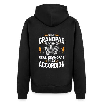 Einige Opas spielen Bingo Echte Opas spielen Akkord - Unisex Premium Bio Zip Hoodie - Schwarz - Hinten - Nico (187cm)