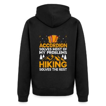 Accordion Solves Most Of My Problems Hiking Solves - Unisex Premium Organic Zip Hoodie - black - Back - Nico (187cm)