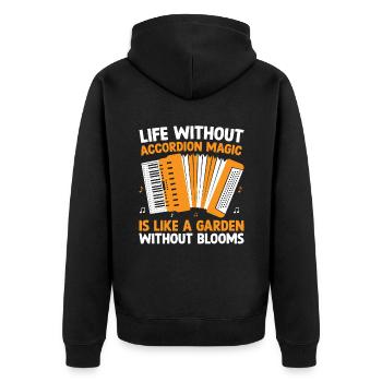 Life Without Accordion Magic Is Like A Garden With - Unisex Premium Organic Zip Hoodie - black - Back - Nico (187cm)