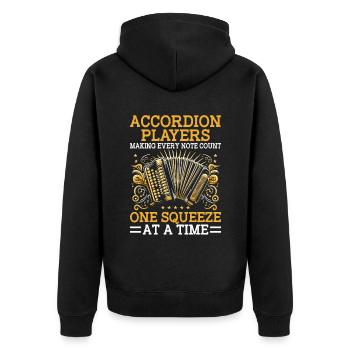 Akkordeonspieler, die jede Note zählen lassen, ein Sque - Unisex Premium Bio Zip Hoodie - Schwarz - Hinten - Nico (187cm)