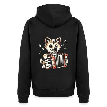 Katze spielendes Akkordeon Musiker Akkordeonist Accord - Unisex Premium Bio Zip Hoodie - Schwarz - Hinten - Nico (187cm)