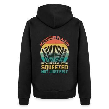 Accordion Players Because Real Joy Is Squeezed Not - Unisex Premium Organic Zip Hoodie - black - Back - Nico (187cm)