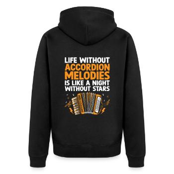 Das Leben ohne Akkordeon-Melodien ist wie eine Nacht-Klimaanlage - Unisex Premium Bio Zip Hoodie - Schwarz - Hinten - Nico (187cm)