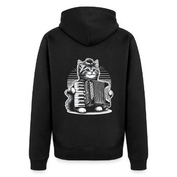 Katze spielendes Akkordeon Musiker Akkordeonist Accord - Unisex Premium Bio Zip Hoodie - Schwarz - Hinten - Nico (187cm)