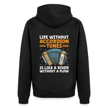 Life Without Accordion Tunes Is Like A River Witho - Unisex Premium Organic Zip Hoodie - black - Back - Nico (187cm)