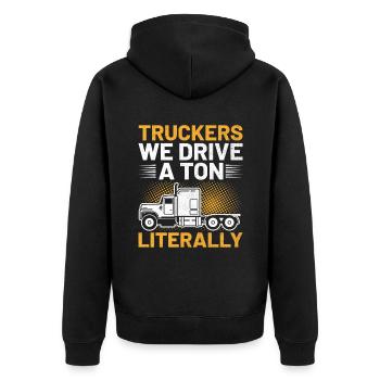 Trucker Fahren Papa Trucker Vater LKW-Fahrer - Unisex Premium Bio Zip Hoodie - Schwarz - Hinten - Nico (187cm)