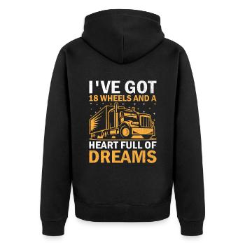 Trucker Fahren Papa Trucker Vater LKW-Fahrer - Unisex Premium Bio Zip Hoodie - Schwarz - Hinten - Nico (187cm)