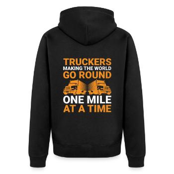 Trucker Fahren Papa Trucker Vater LKW-Fahrer - Unisex Premium Bio Zip Hoodie - Schwarz - Hinten - Nico (187cm)