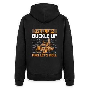 Trucker Driving Dad Trucker Father Truck Driver - Unisex Premium Organic Zip Hoodie - black - Back - Nico (187cm)