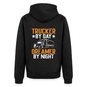 Trucker Fahren Vater Trucker Vater LKW Fahrer - Unisex Premium Bio Zip Hoodie - Schwarz - Hinten - Nico (187cm)