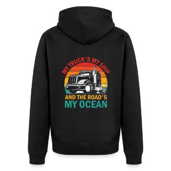 Trucker Fahren Papa Trucker Vater LKW-Fahrer - Unisex Premium Bio Zip Hoodie - Schwarz - Hinten - Nico (187cm)