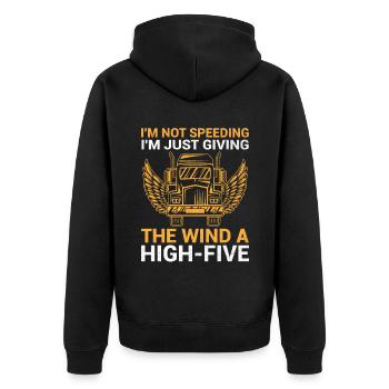 Trucker Fahren Papa Trucker Vater LKW-Fahrer - Unisex Premium Bio Zip Hoodie - Schwarz - Hinten - Nico (187cm)
