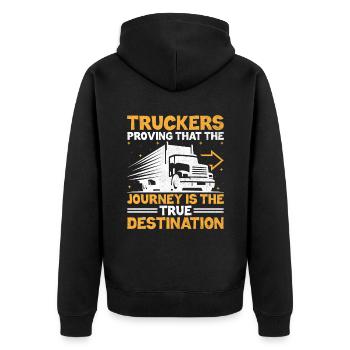 Trucker Fahren Papa Trucker Vater LKW-Fahrer - Unisex Premium Bio Zip Hoodie - Schwarz - Hinten - Nico (187cm)