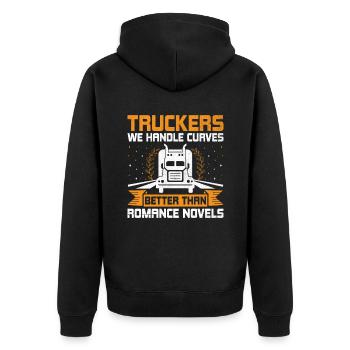 Trucker Driving Dad Trucker Father Truck Driver - Unisex Premium Organic Zip Hoodie - black - Back - Nico (187cm)