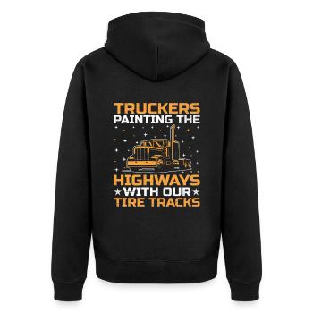 Trucker Fahren Papa Trucker Vater LKW-Fahrer - Unisex Premium Bio Zip Hoodie - Schwarz - Hinten - Nico (187cm)