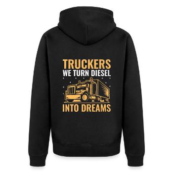 Trucker Fahren Papa Trucker Vater LKW-Fahrer - Unisex Premium Bio Zip Hoodie - Schwarz - Hinten - Nico (187cm)