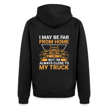 Trucker Fahren Papa Trucker Vater LKW-Fahrer - Unisex Premium Bio Zip Hoodie - Schwarz - Hinten - Nico (187cm)
