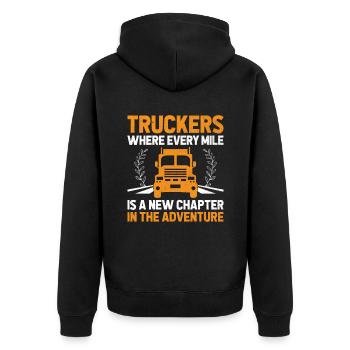 Trucker Fahren Papa Trucker Vater LKW-Fahrer - Unisex Premium Bio Zip Hoodie - Schwarz - Hinten - Nico (187cm)