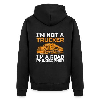 Trucker Fahren Papa Trucker Vater LKW-Fahrer - Unisex Premium Bio Zip Hoodie - Schwarz - Hinten - Nico (187cm)