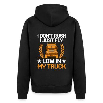 Trucker Fahren Papa Trucker Vater LKW-Fahrer - Unisex Premium Bio Zip Hoodie - Schwarz - Hinten - Nico (187cm)