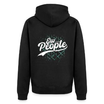 Drücken Sie Ihre Individualität Ew Aus. Menschen - Unisex Premium Bio Zip Hoodie - Schwarz - Hinten - Nico (187cm)