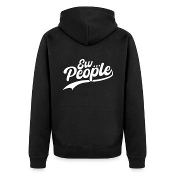 Drücken Sie Ihre Individualität Ew Aus. Menschen - Unisex Premium Bio Zip Hoodie - Schwarz - Hinten - Nico (187cm)