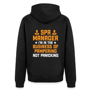 SPA-Manager Job Wellness Lustiges SPA-Management Sayi - Unisex Premium Bio Zip Hoodie - Schwarz - Hinten - Nico (187cm)