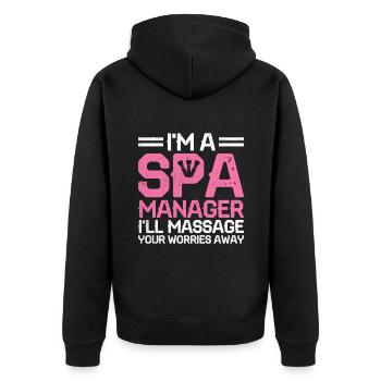 SPA Manager Job Wellness Funny SPA Management Sayi - Unisex Premium Organic Zip Hoodie - black - Back - Nico (187cm)