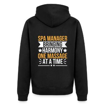 SPA Manager Job Wellness Funny SPA Management Sayi - Unisex Premium Organic Zip Hoodie - black - Back - Nico (187cm)