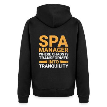 SPA Manager Job Wellness Funny SPA Management Sayi - Unisex Premium Organic Zip Hoodie - black - Back - Nico (187cm)
