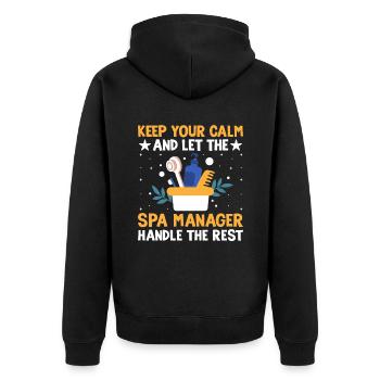 SPA Manager Job Wellness Funny SPA Management Sayi - Unisex Premium Organic Zip Hoodie - black - Back - Nico (187cm)