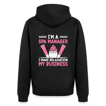 SPA Manager Job Wellness Funny SPA Management Sayi - Unisex Premium Organic Zip Hoodie - black - Back - Nico (187cm)