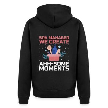 SPA Manager Job Wellness Funny SPA Management Sayi - Unisex Premium Organic Zip Hoodie - black - Back - Nico (187cm)