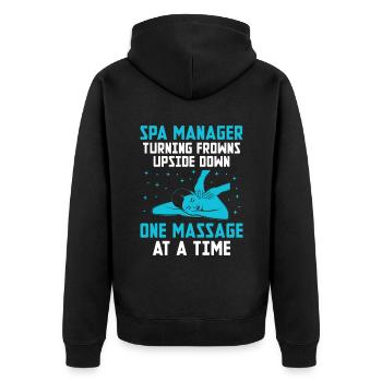 SPA Manager Job Wellness Funny SPA Management Sayi - Unisex Premium Organic Zip Hoodie - black - Back - Nico (187cm)