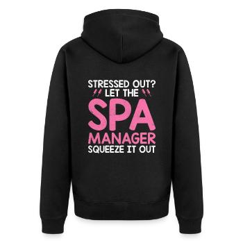 SPA Manager Job Wellness Funny SPA Management Sayi - Unisex Premium Organic Zip Hoodie - black - Back - Nico (187cm)