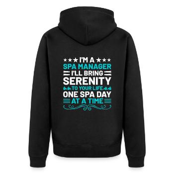 SPA Manager Job Wellness Funny SPA Management Sayi - Unisex Premium Organic Zip Hoodie - black - Back - Nico (187cm)