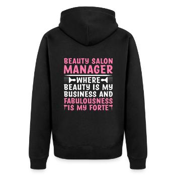 SPA Manager Job Wellness Funny SPA Management Sayi - Unisex Premium Organic Zip Hoodie - black - Back - Nico (187cm)