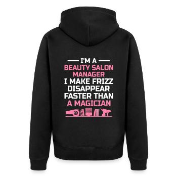 SPA Manager Job Wellness Funny SPA Management Sayi - Unisex Premium Organic Zip Hoodie - black - Back - Nico (187cm)