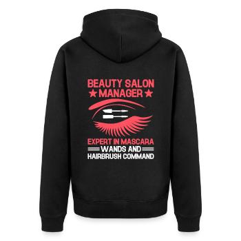 SPA Manager Job Wellness Funny SPA Management Sayi - Unisex Premium Organic Zip Hoodie - black - Back - Nico (187cm)