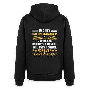 SPA Manager Job Wellness Funny SPA Management Sayi - Unisex Premium Organic Zip Hoodie - black - Back - Nico (187cm)