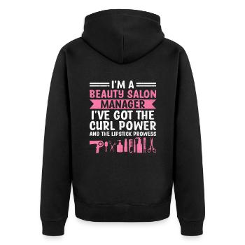 SPA Manager Job Wellness Funny SPA Management Sayi - Unisex Premium Organic Zip Hoodie - black - Back - Nico (187cm)