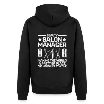 SPA Manager Job Wellness Funny SPA Management Sayi - Unisex Premium Organic Zip Hoodie - black - Back - Nico (187cm)