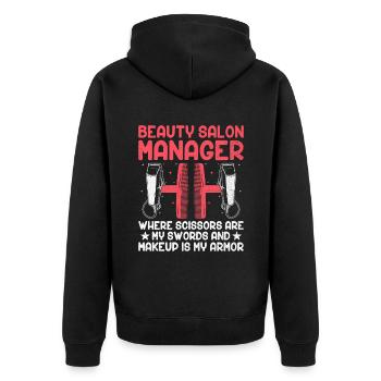SPA Manager Job Wellness Funny SPA Management Sayi - Unisex Premium Organic Zip Hoodie - black - Back - Nico (187cm)