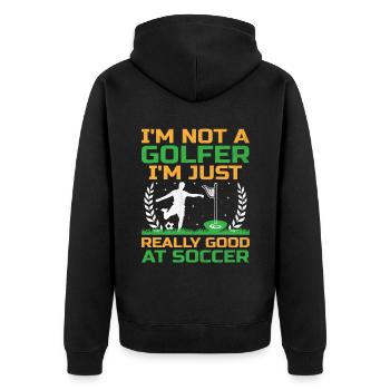 Footgolf Player Foot Golf Playing Footgolfers Foot - Unisex Premium Organic Zip Hoodie - black - Back - Nico (187cm)