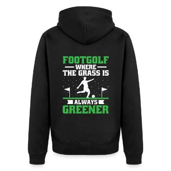 Footgolf Player Foot Golf Playing Footgolfers Foot - Unisex Premium Organic Zip Hoodie - black - Back - Nico (187cm)